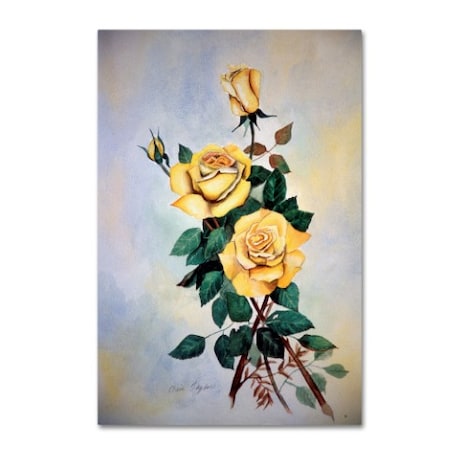 Arie Reinhardt Taylor 'Yellow Roses Sprig' Canvas Art,12x19